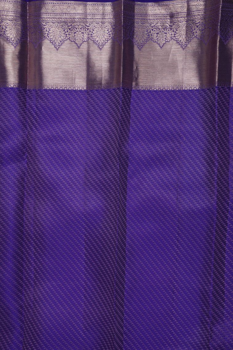 Mauve Kanchivaram Saree with Gold Zari Floral Patterns view 3