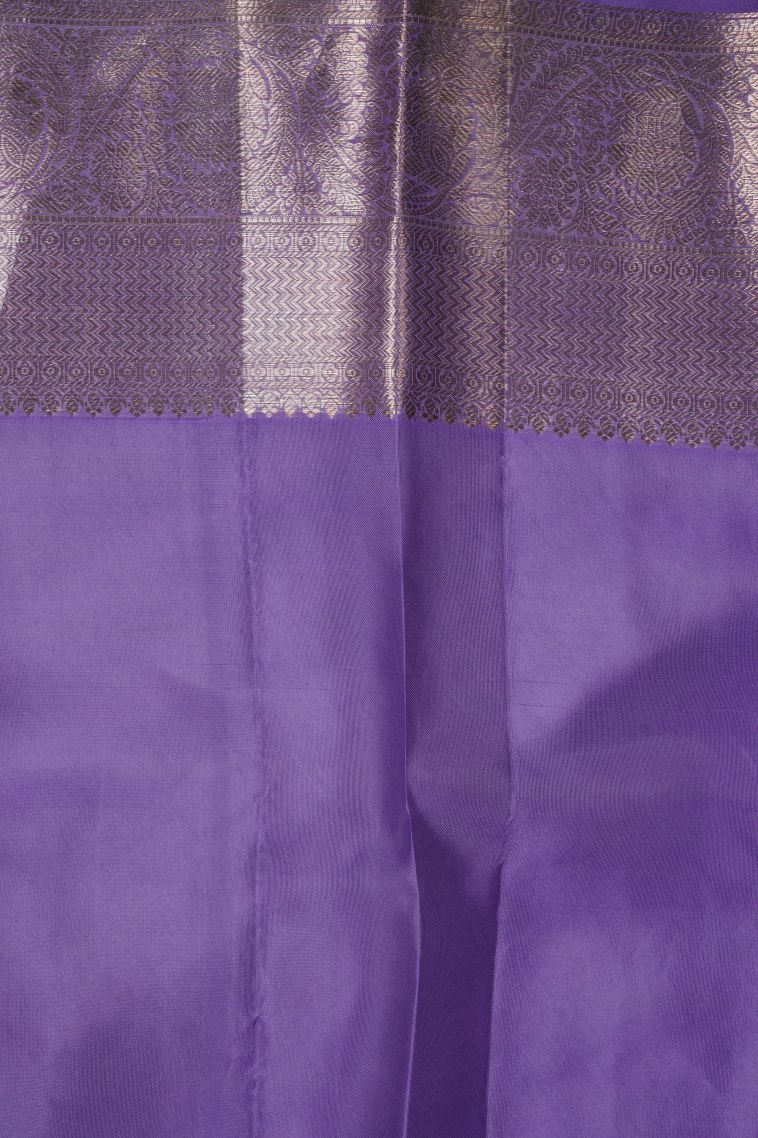 Peach Kanchivaram Saree with Copper Zari Floral Patterns view 3