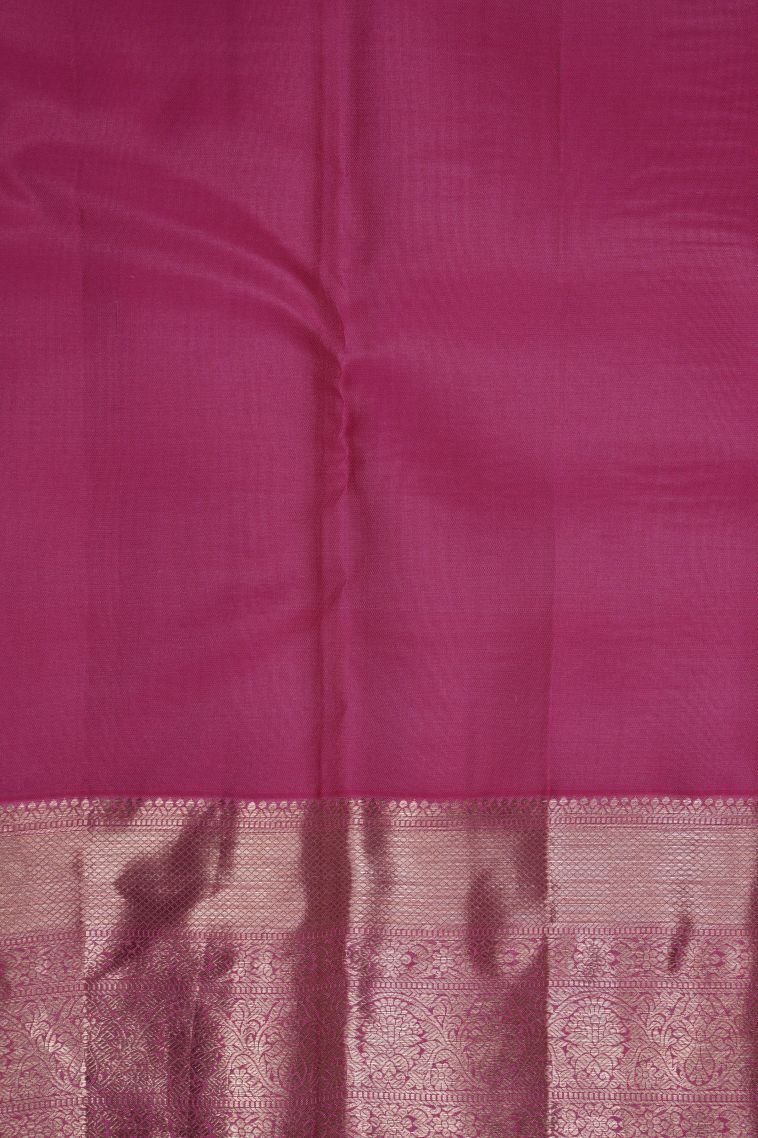 Sky Blue Kanchivaram Saree with Gold Zari Floral Patterns view 3