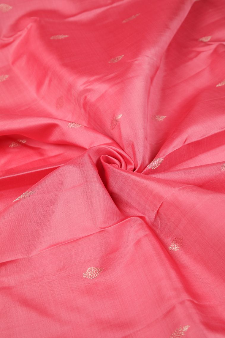 Pink Kanchipuram Silk Sarees with Silver Zari Buttis (small Dots Or Motifs) view 4
