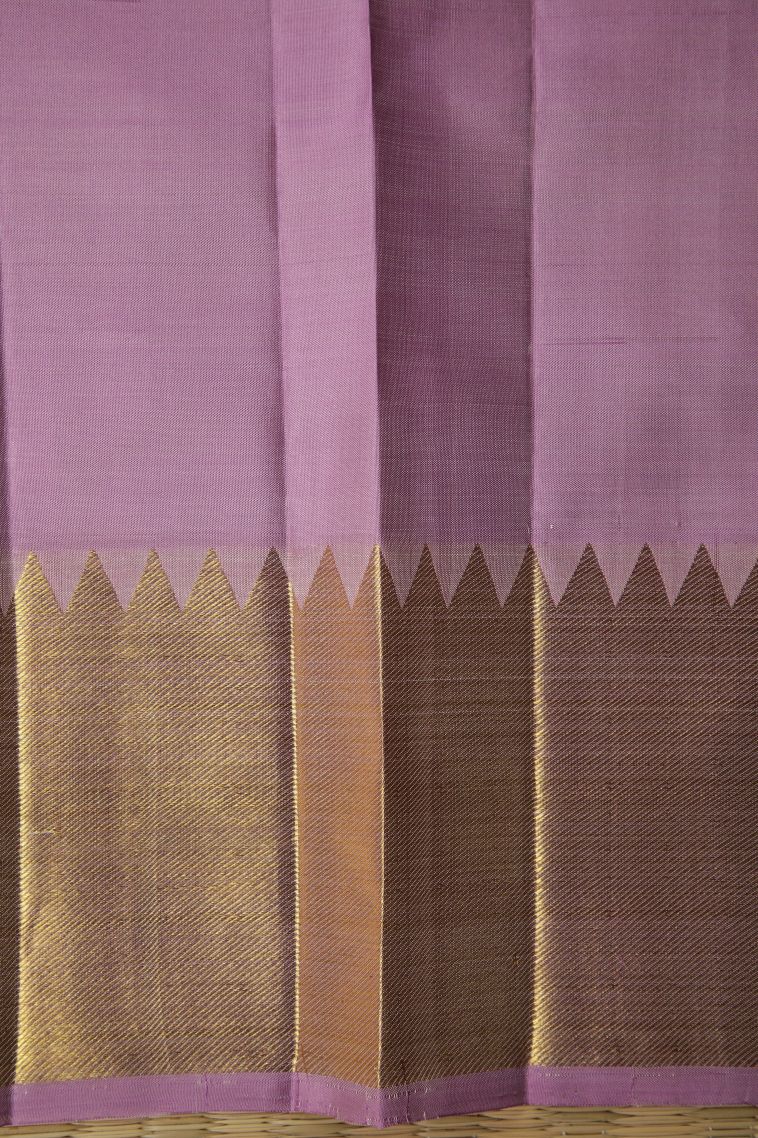 Cream Kanchipuram Silk Sarees with Gold Zari Checks view 3
