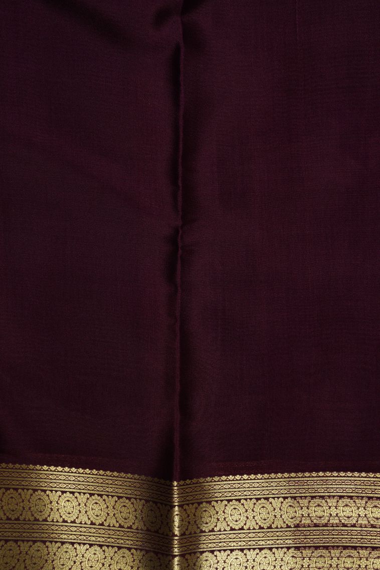 Slate Grey Mysore Silk with Gold Zari Plain view 3