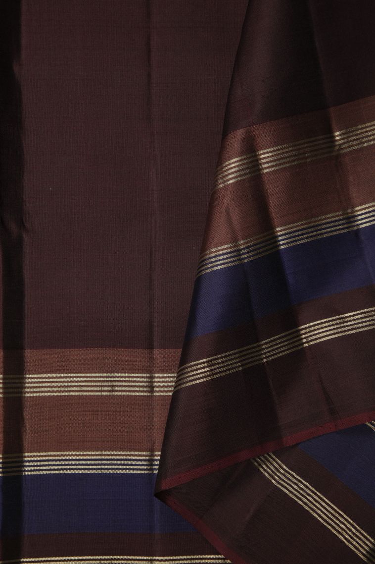 Lotus Pink Kanchipuram Silk Sarees with Gold Zari Checks view 3