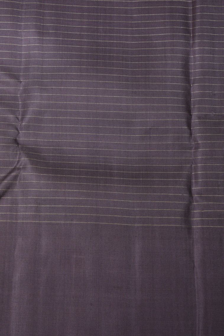 Cream Kanchipuram Silk Sarees with Silver Zari Checks view 3