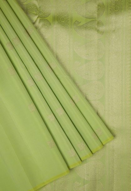 Green Kanchipuram Silk Sarees with Gold Zari Peacock Motifs