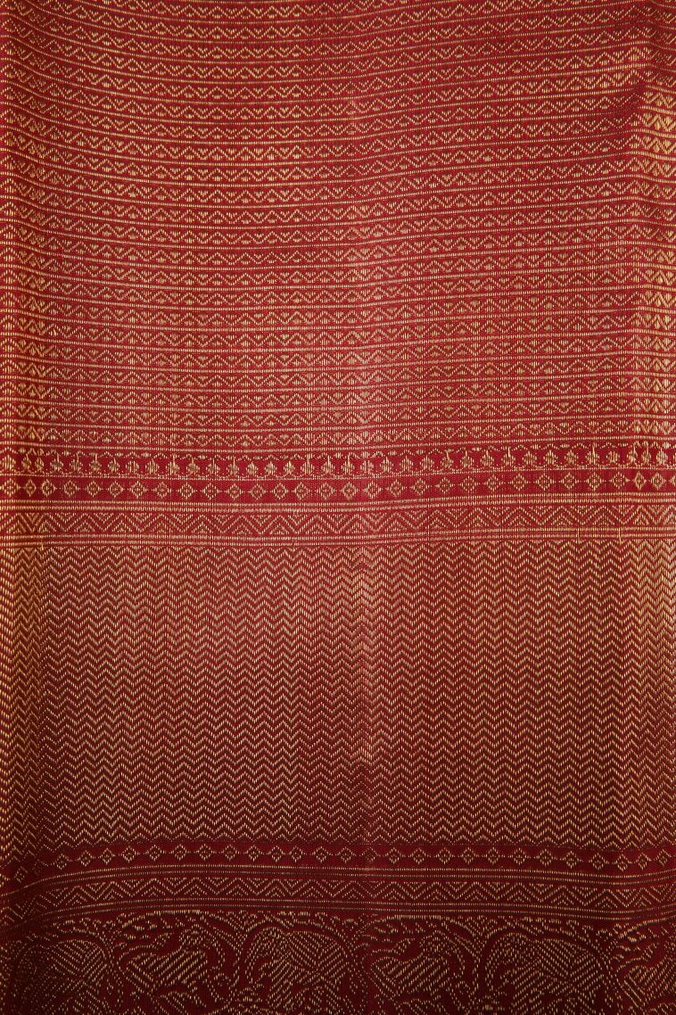 White Kanchipuram Silk Sarees with Gold Zari Floral Patterns view 3