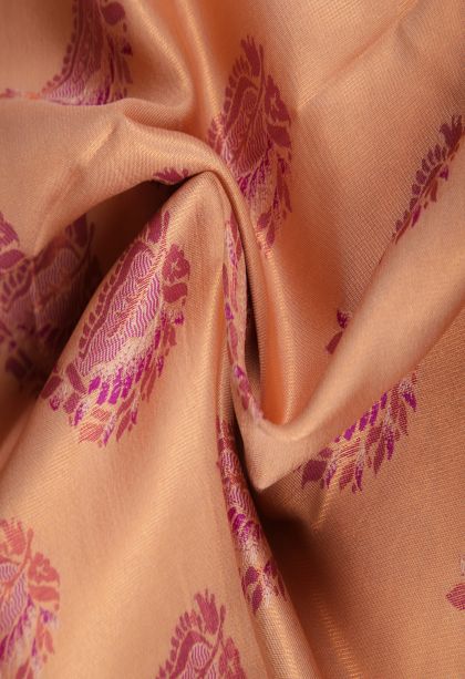 Ballet Pink Apoorva Silk Sarees with Copper Zari Buttis (small Dots Or Motifs)