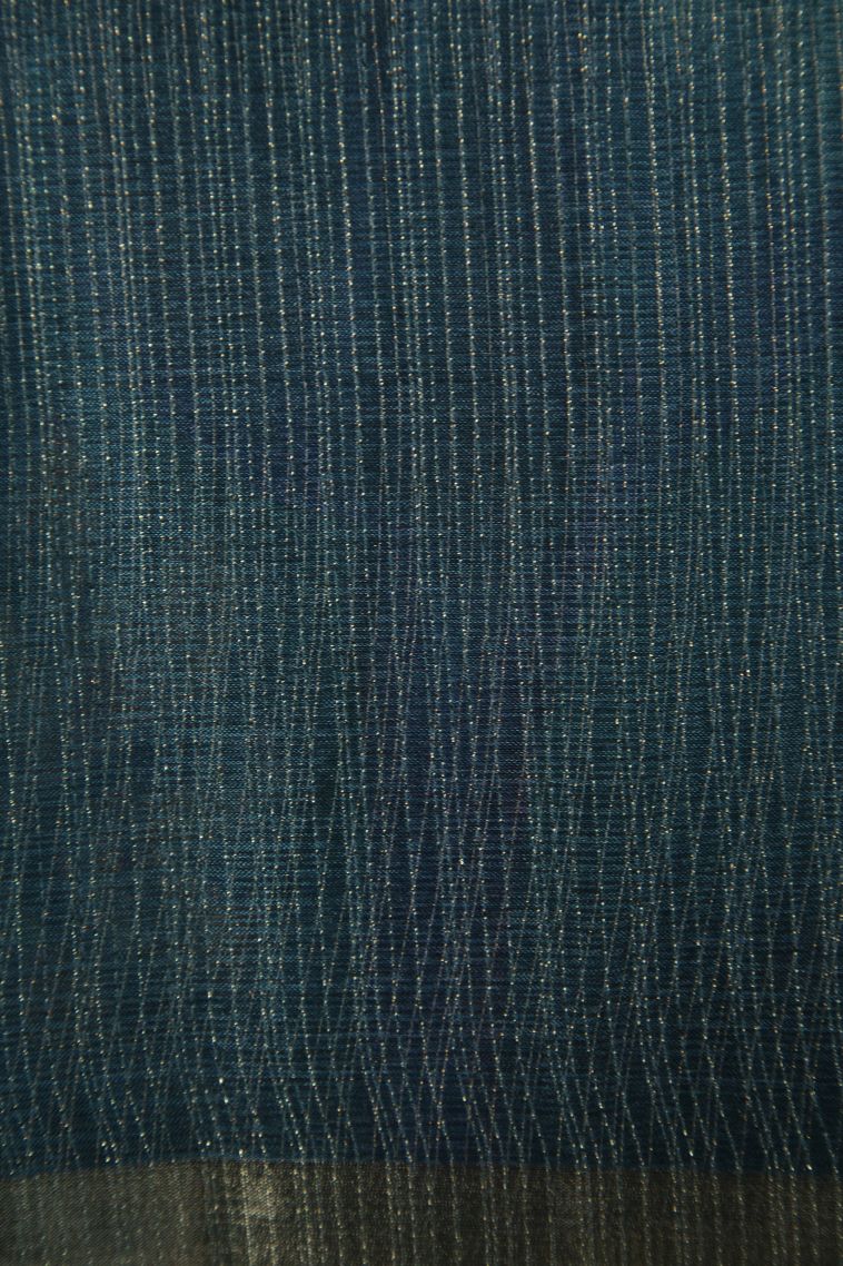 Blue Tussar Silk Saree with Without Zari Zari Floral Patterns view 3