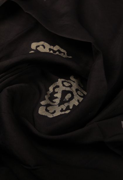 Asphalt Black Chanderi Cotton Sarees with Without Zari Zari Buttis (small Dots Or Motifs)