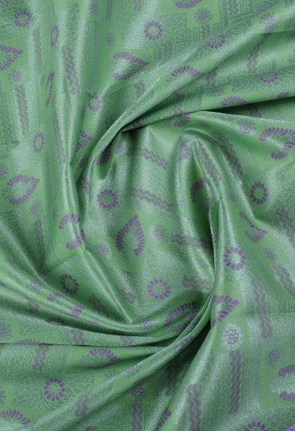 Pistachio Green Visiri Madippu Silk Sarees with Silver Zari Floral Patterns