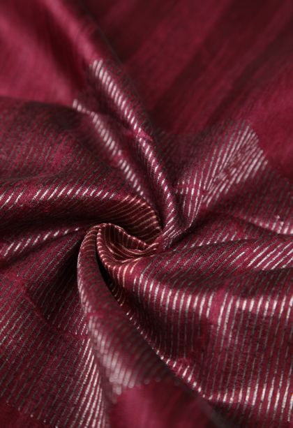 Magenta Purple Tussar Saree with Gold Zari Buttis (small Dots Or Motifs)
