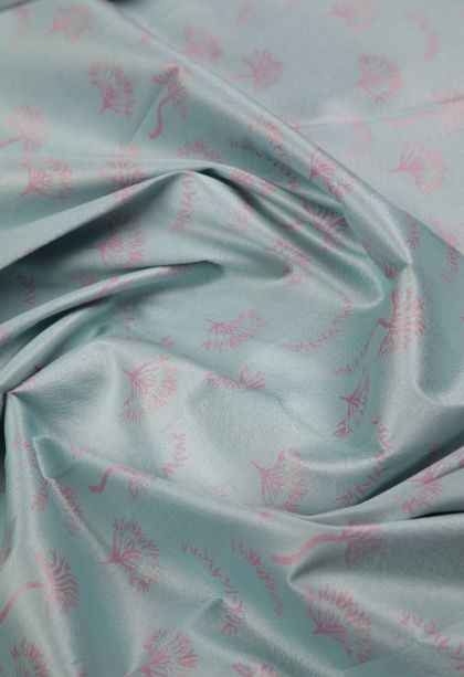 Arctic Blue Visiri Madippu Silk Sarees with Silver Zari Floral Patterns