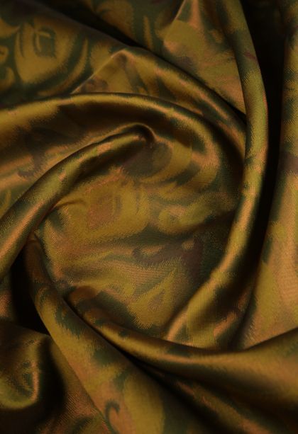 Olive Green Apoorva Silk Sarees with Copper Zari Geometric Shapes