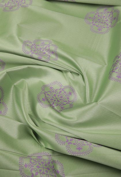 Pistachio Green Visiri Madippu Silk Sarees with Silver Zari Floral Patterns