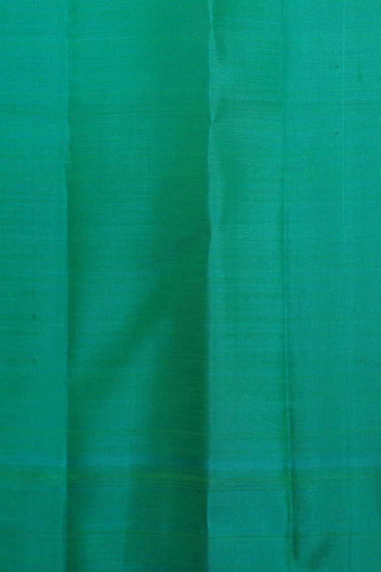 Chartreuse Green Kanchipuram Silk Sarees with Gold Zari Stripes view 3