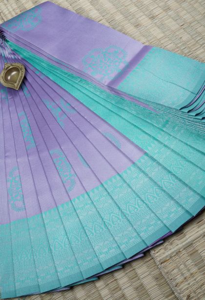 Indigo Blue Visiri Madippu Silk Sarees with Silver Zari Floral Patterns