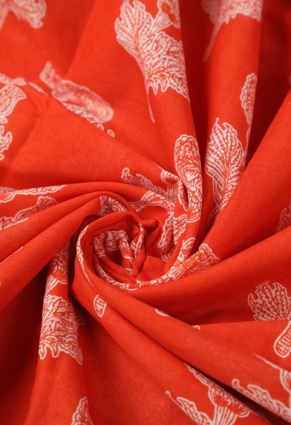 Fire Orange Cotton Sarees with Without Zari Zari Floral Patterns