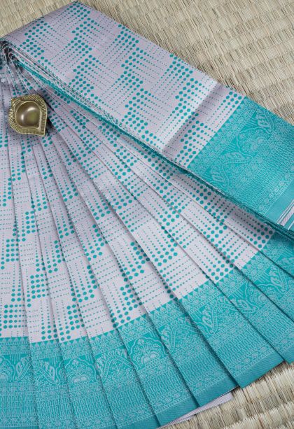 Crepe Pink Visiri Madippu Silk Sarees with Silver Zari Geometric Shapes