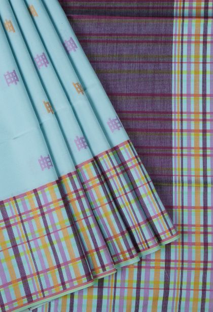 Arctic Blue Tussar Saree with Without Zari Zari Buttis (small Dots Or Motifs)