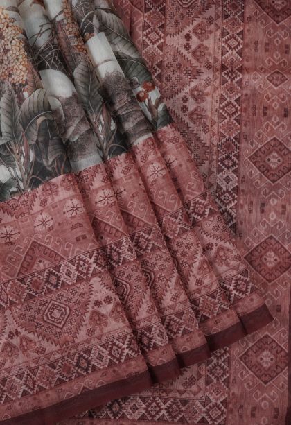 Cotton White Tussar Saree with Without Zari Zari Animal And Bird Motifs