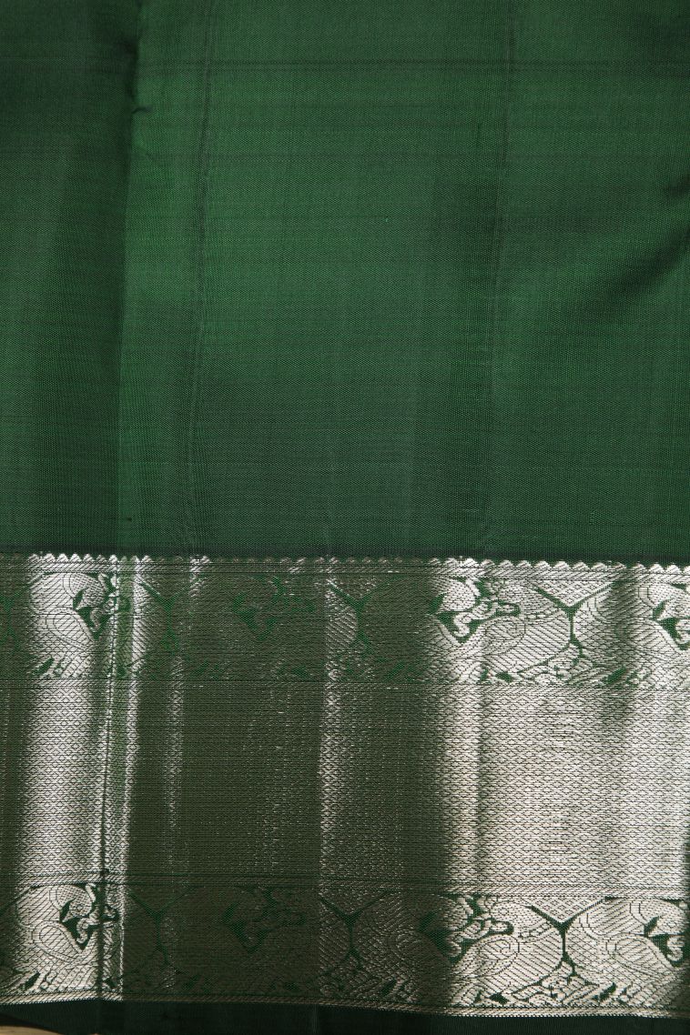 Mint Green Kanchipuram Silk Sarees with Silver Zari Buttis (small Dots Or Motifs) view 3