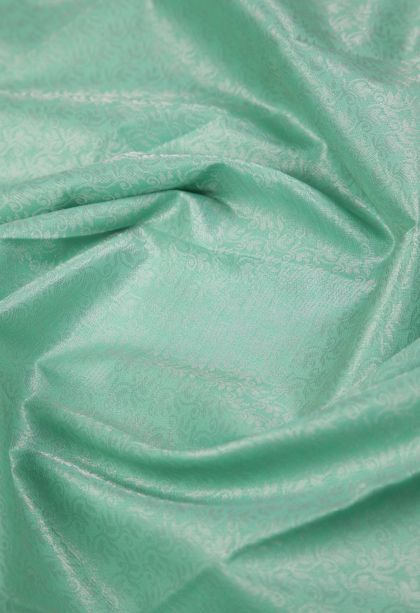 Pistachio Green Visiri Madippu Silk Sarees with Silver Zari Floral Patterns