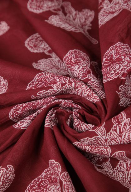 Berry Red Cotton Sarees with Without Zari Zari Floral Patterns
