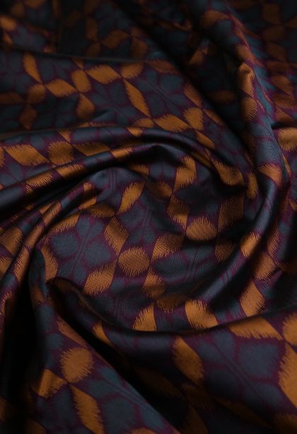 Mauve Purple Apoorva Silk Sarees with Copper Zari Geometric Shapes