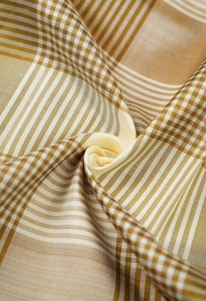 Cream White Kanchipuram Silk Sarees with Gold Zari Checks