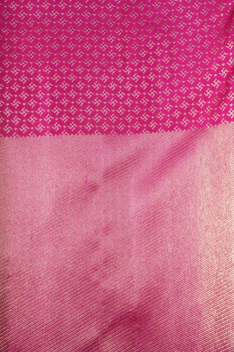 Magenta  Pink Kanchipuram Silk Sarees with Gold Zari Floral Patterns view 3