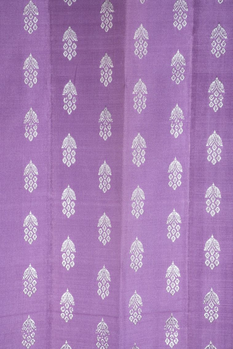Mint Green Kanchipuram Silk Sarees with Silver Zari Buttis (small Dots Or Motifs) view 3
