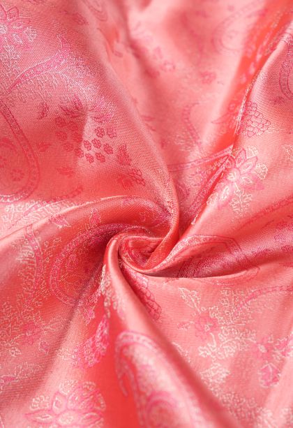 Rouge Pink Kanchipuram Silk Sarees with Gold Zari Floral Patterns