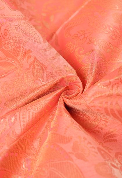 Cantaloupe Orange Visiri Madippu Silk Sarees with Copper Zari Floral Patterns
