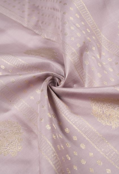 Periwinkle Purple Kanchipuram Silk Sarees with Silver Zari Buttis (small Dots Or Motifs)