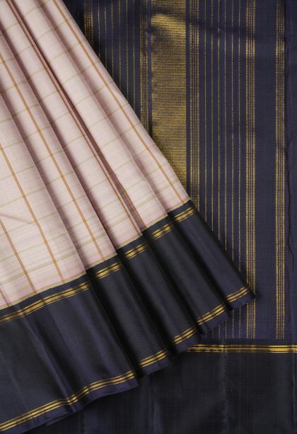Peach Pink Kanchipuram Silk Sarees with Without Zari Zari Checks