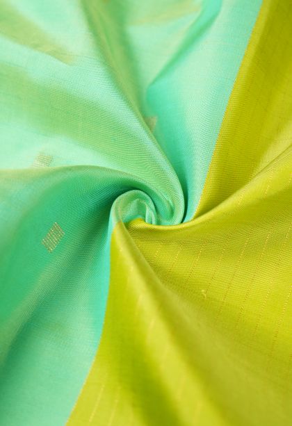 Seafoam Green Kanchipuram Silk Sarees with Gold Zari Stripes