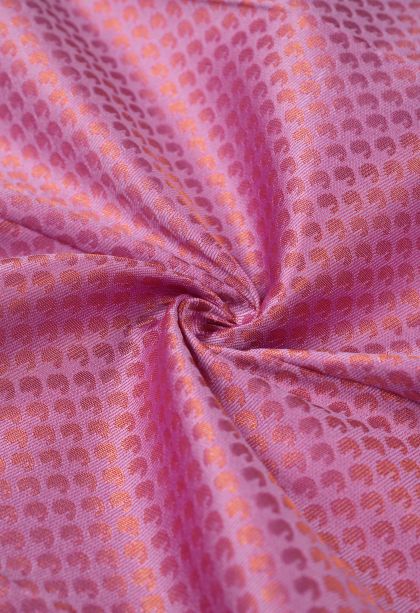 Lean Pink Visiri Madippu Silk Sarees with Copper Zari Floral Patterns