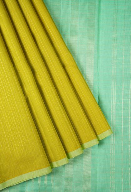Juniper Green Kanchipuram Silk Sarees with Gold Zari Checks
