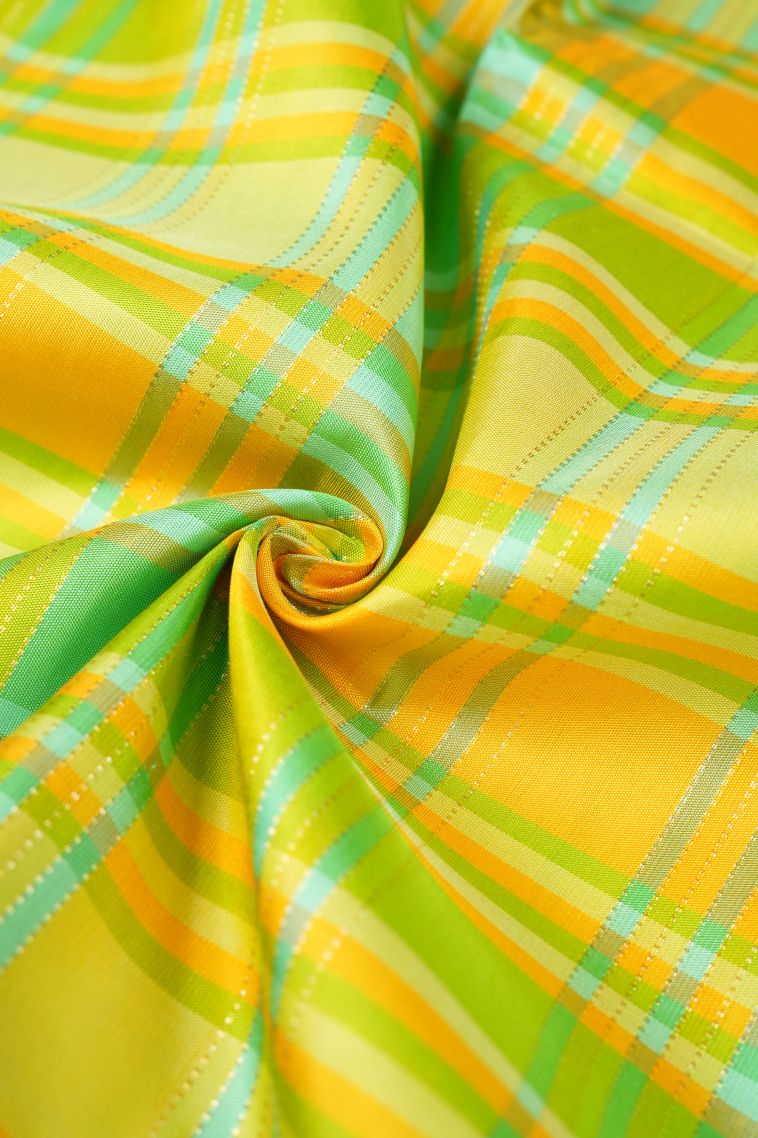 Lemon Yellow Kanchipuram Silk Sarees with Gold Zari Checks view 4