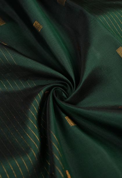 Basil Green Kanchipuram Silk Sarees with Gold Zari Stripes