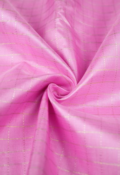 Taffy Pink Kanchipuram Silk Sarees with Gold Zari Checks