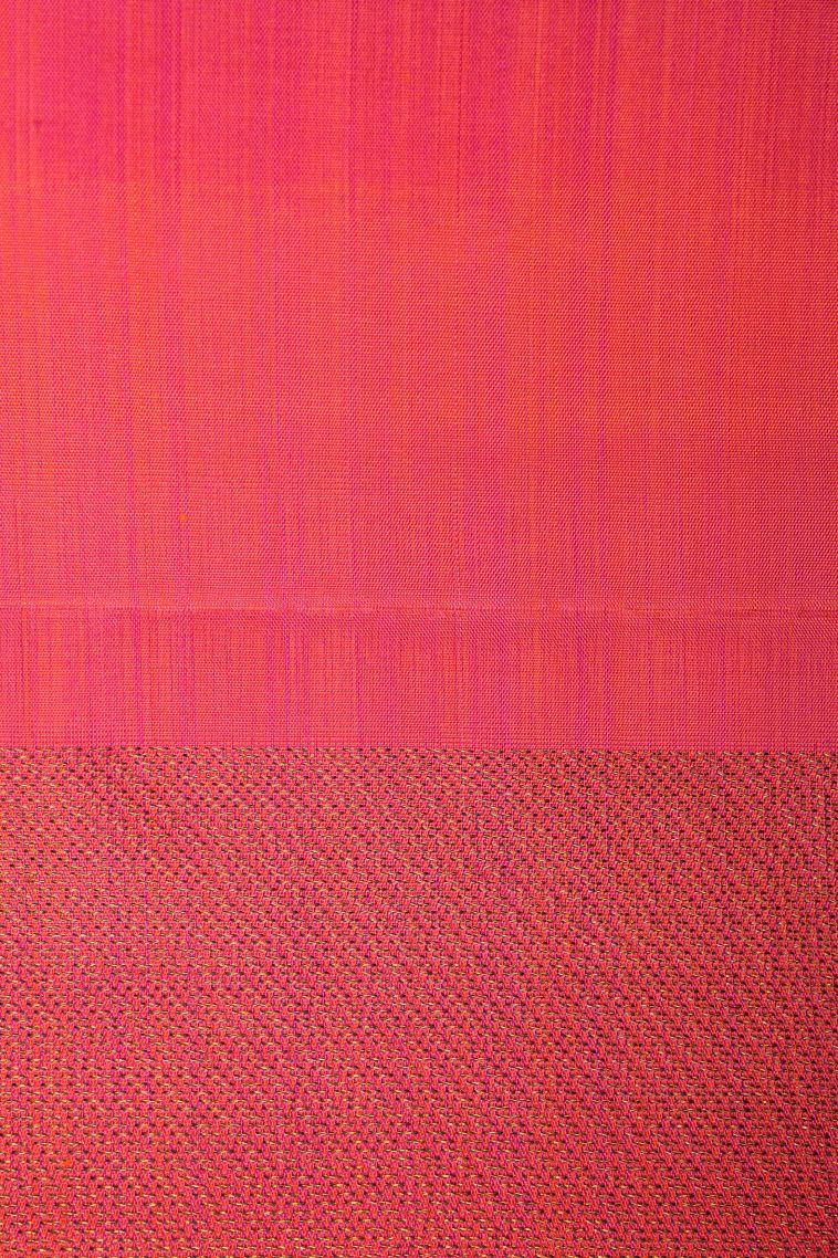 Strawberry Pink Kanchipuram Silk Sarees with Gold Zari Floral Patterns view 3
