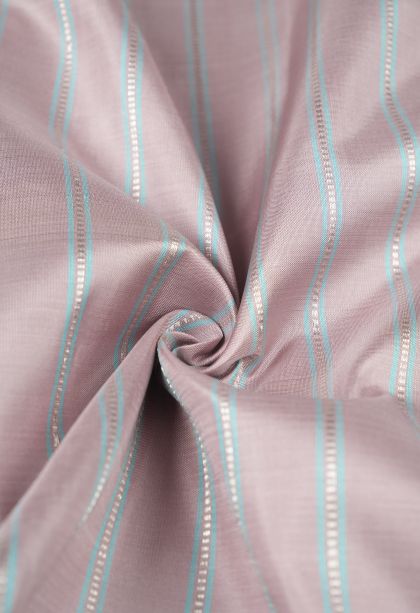 Crepe Pink Kanchipuram Silk Sarees with Silver Zari Stripes