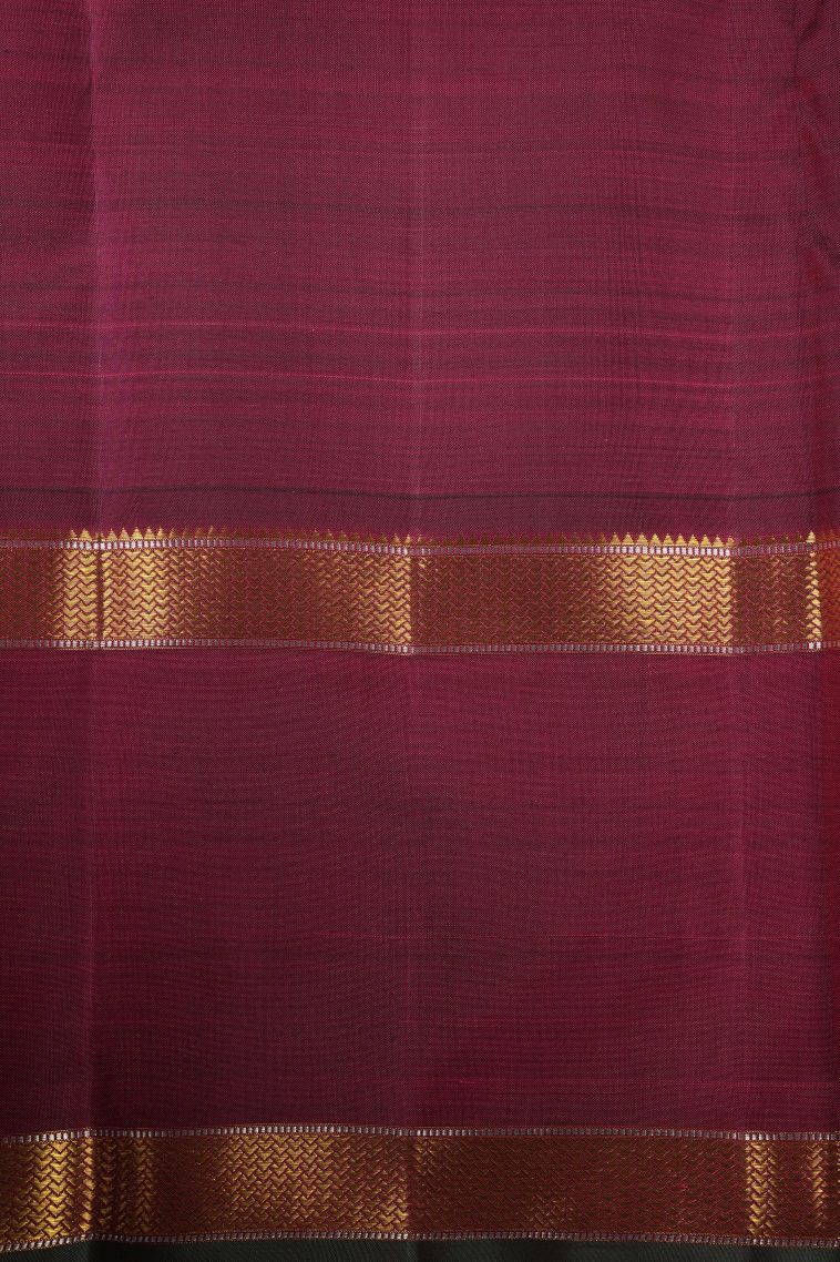 Cherry  Red Kanchipuram Silk Sarees with Gold Zari Checks view 3