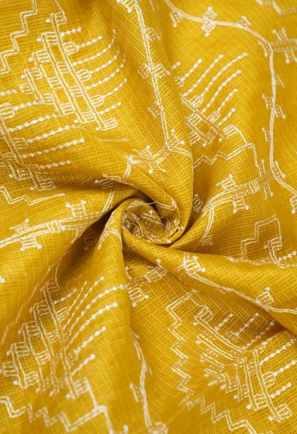 Lemon Yellow Organza Saree with Without Zari Zari Floral Patterns