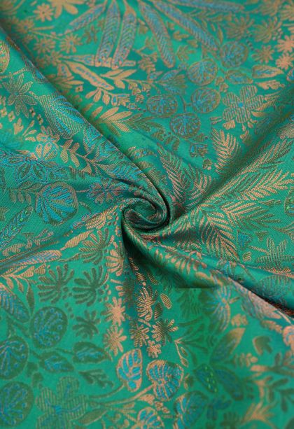 Ocean Blue Visiri Madippu Silk Sarees with Copper Zari Floral Patterns