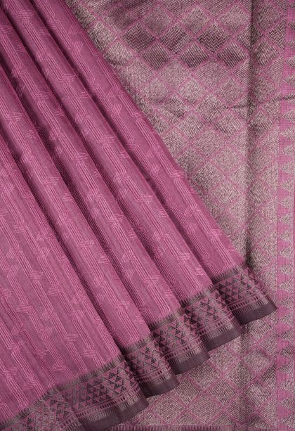 Magenta Purple Tussar Saree with Without Zari Zari Stripes