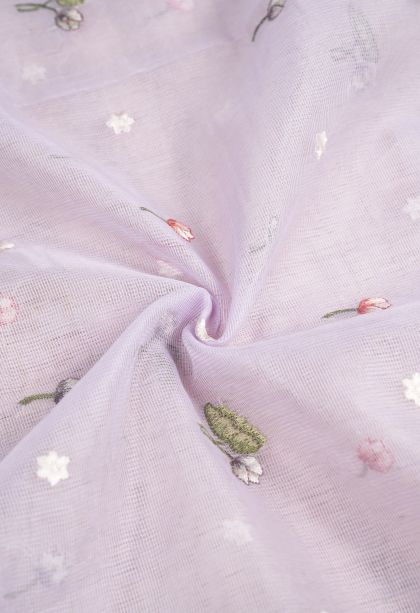 Lavender Purple Organza Saree with Without Zari Zari Buttis (small Dots Or Motifs)