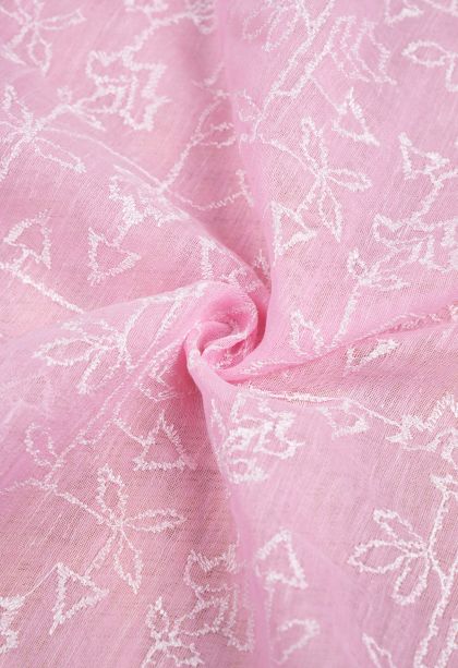 Blush Pink Organza Saree with Without Zari Zari Geometric Shapes