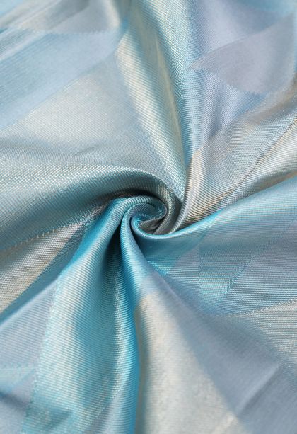 Arctic Blue Kanchipuram Silk Sarees with Gold Zari Geometric Shapes